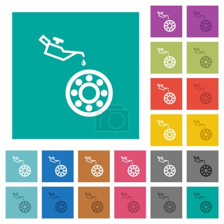 Illustration for Oiler can and bearings multi colored flat icons on plain square backgrounds. Included white and darker icon variations for hover or active effects. - Royalty Free Image