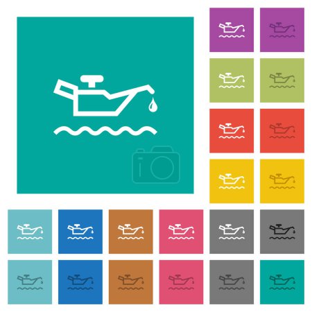 Illustration for Oil level indicator multi colored flat icons on plain square backgrounds. Included white and darker icon variations for hover or active effects. - Royalty Free Image