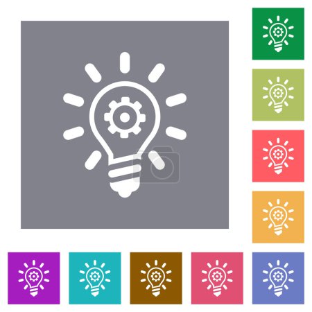 Illustration for Innovation outline flat icons on simple color square backgrounds - Royalty Free Image