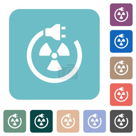 Illustration for Nuclear energy white flat icons on color rounded square backgrounds - Royalty Free Image