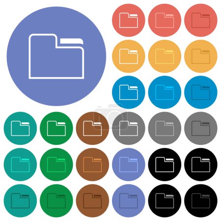 Illustration for Tab folder outline multi colored flat icons on round backgrounds. Included white, light and dark icon variations for hover and active status effects, and bonus shades. - Royalty Free Image