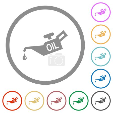 Illustration for Oiler flat color icons in round outlines on white background - Royalty Free Image