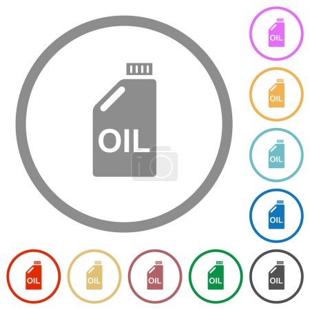 Illustration for Oil canister flat color icons in round outlines on white background - Royalty Free Image