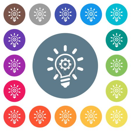 Illustration for Innovation outline flat white icons on round color backgrounds. 17 background color variations are included. - Royalty Free Image