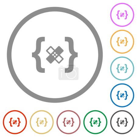 Ilustración de Parche de software iconos de color plano en contornos redondos sobre fondo blanco - Imagen libre de derechos