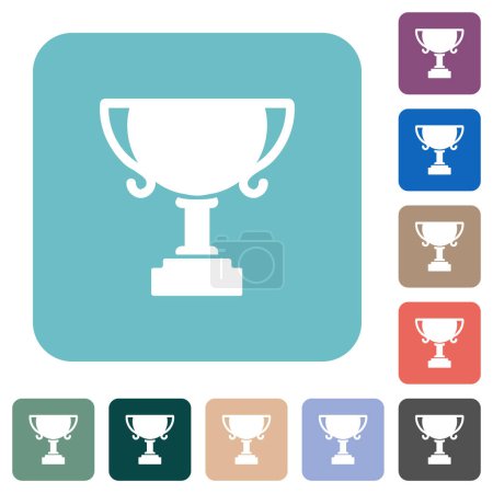 Ilustración de Trofeo taza sólida blanca iconos planos en el color redondeado fondos cuadrados - Imagen libre de derechos