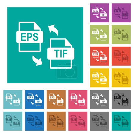 Illustration for EPS TIF file conversion multi colored flat icons on plain square backgrounds. Included white and darker icon variations for hover or active effects. - Royalty Free Image