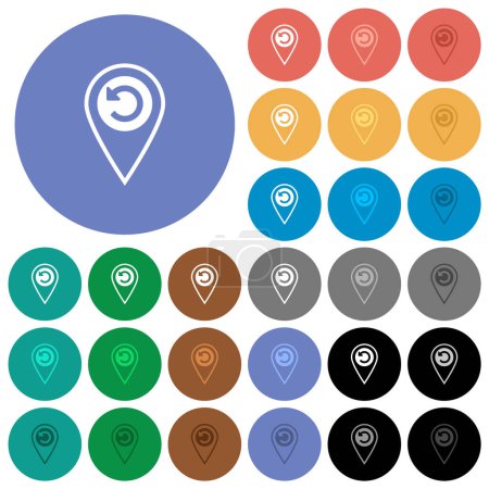 Illustration for GPS location undo multi colored flat icons on round backgrounds. Included white, light and dark icon variations for hover and active status effects, and bonus shades. - Royalty Free Image