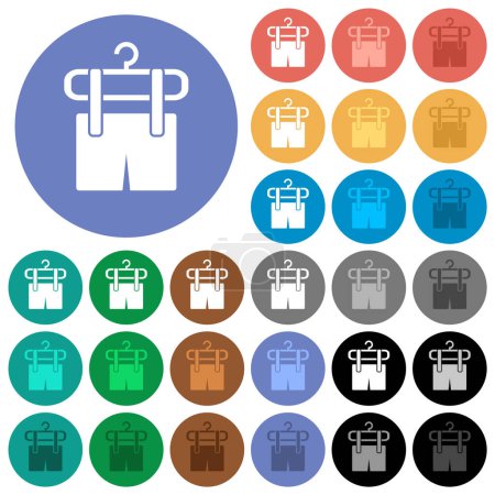 Illustration for Shorts on the clothes dryer multi colored flat icons on round backgrounds. Included white, light and dark icon variations for hover and active status effects, and bonus shades. - Royalty Free Image