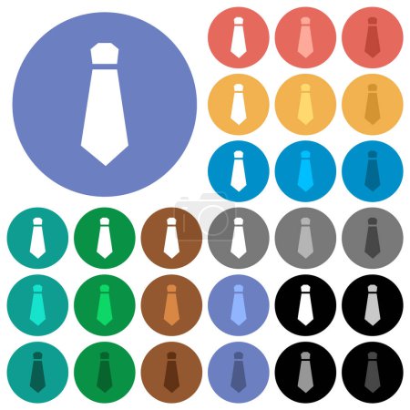 Illustration for Tie solid multi colored flat icons on round backgrounds. Included white, light and dark icon variations for hover and active status effects, and bonus shades. - Royalty Free Image