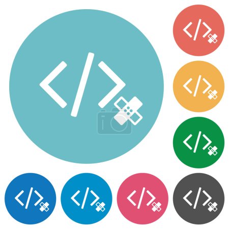 Ilustración de Parche de software iconos blancos planos sobre fondos de color redondos - Imagen libre de derechos