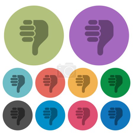 Illustration for Right handed thumbs down solid darker flat icons on color round background - Royalty Free Image