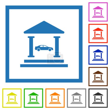Illustration for Car loan flat color icons in square frames on white background - Royalty Free Image