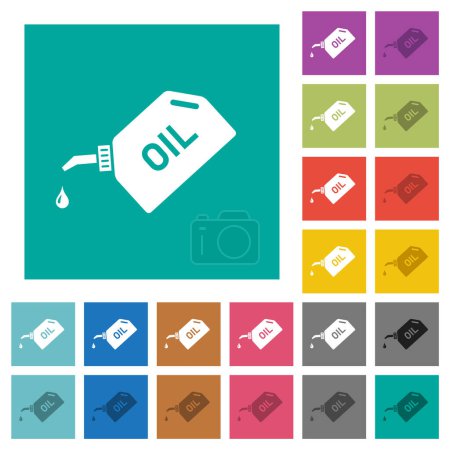 Illustration for Oiler with oil drop multi colored flat icons on plain square backgrounds. Included white and darker icon variations for hover or active effects. - Royalty Free Image