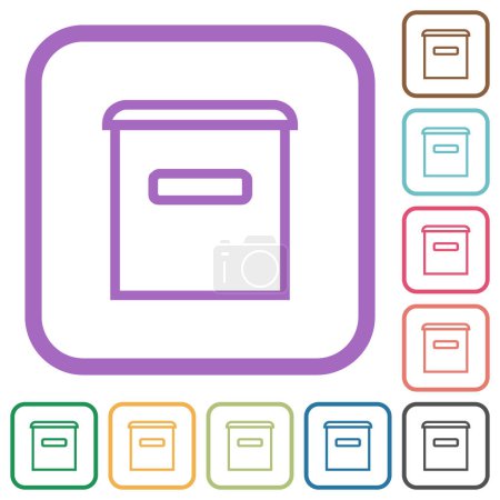 Illustration for Mailbox outline simple icons in color rounded square frames on white background - Royalty Free Image
