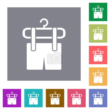 Illustration for Shorts on the clothes dryer flat icons on simple color square backgrounds - Royalty Free Image