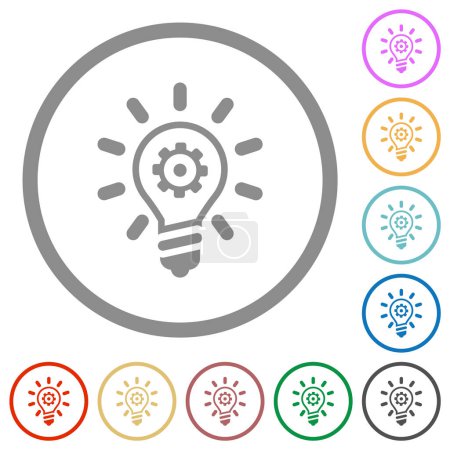Illustration for Innovation outline flat color icons in round outlines on white background - Royalty Free Image