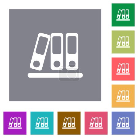 Ilustración de Aglutinantes de oficina iconos planos sobre fondos cuadrados de color simple - Imagen libre de derechos
