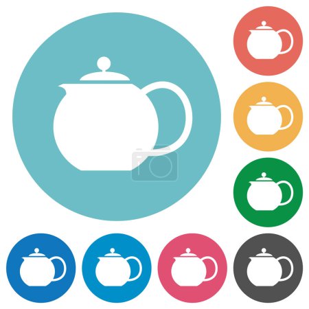 Illustration for Teapot solid flat white icons on round color backgrounds - Royalty Free Image