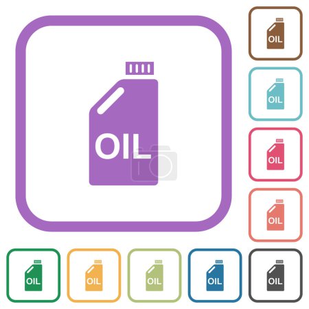 Illustration for Oil canister simple icons in color rounded square frames on white background - Royalty Free Image