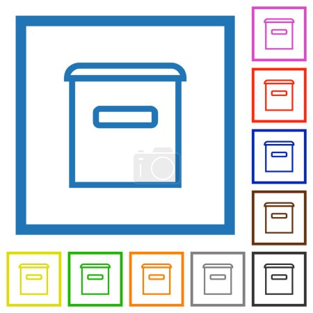 Illustration for Mailbox outline flat color icons in square frames on white background - Royalty Free Image