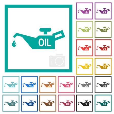 Illustration for Oiler flat color icons with quadrant frames on white background - Royalty Free Image