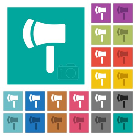 Illustration for Axe multi colored flat icons on plain square backgrounds. Included white and darker icon variations for hover or active effects. - Royalty Free Image