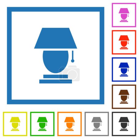 Illustration for Table lamp flat color icons in square frames on white background - Royalty Free Image