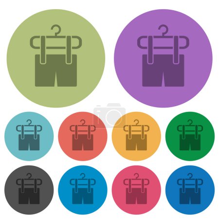 Illustration for Shorts on the clothes dryer darker flat icons on color round background - Royalty Free Image