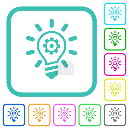Illustration for Innovation outline vivid colored flat icons in curved borders on white background - Royalty Free Image