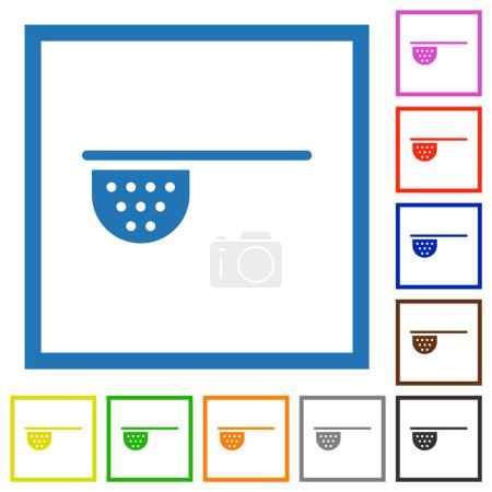 Illustration for Tea stainer flat color icons in square frames on white background - Royalty Free Image