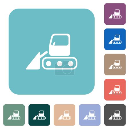 Illustration for Snow shovel tractor white flat icons on color rounded square backgrounds - Royalty Free Image