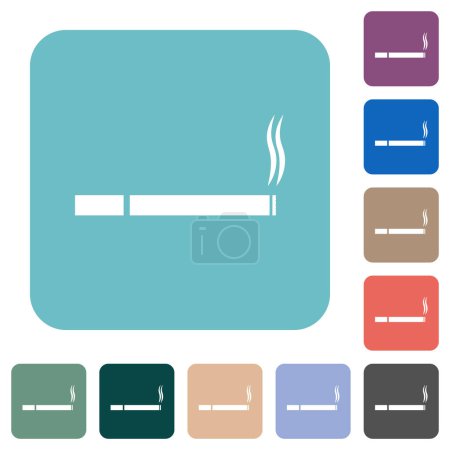 Illustration for Cigarette white flat icons on color rounded square backgrounds - Royalty Free Image