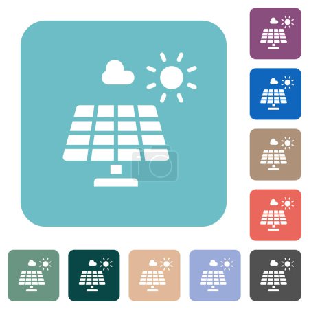 Illustration for Solar energy white flat icons on color rounded square backgrounds - Royalty Free Image