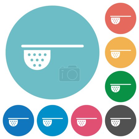 Illustration for Tea stainer flat white icons on round color backgrounds - Royalty Free Image