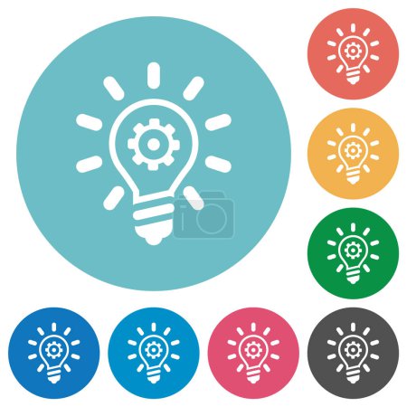 Illustration for Innovation outline flat white icons on round color backgrounds - Royalty Free Image