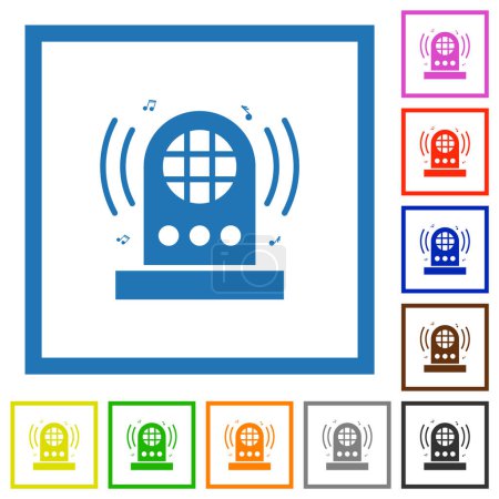 Ilustración de Jukebox iconos de color plano en marcos cuadrados sobre fondo blanco - Imagen libre de derechos