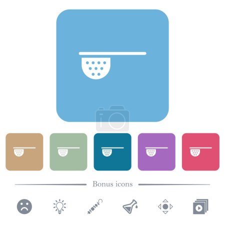 Illustration for Tea stainer white flat icons on color rounded square backgrounds. 6 bonus icons included - Royalty Free Image