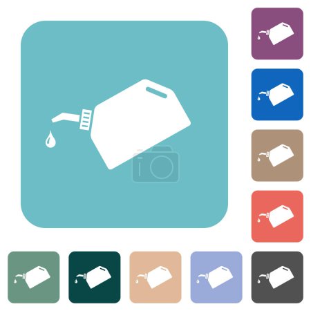 Illustration for Oiler with oil drop white flat icons on color rounded square backgrounds - Royalty Free Image