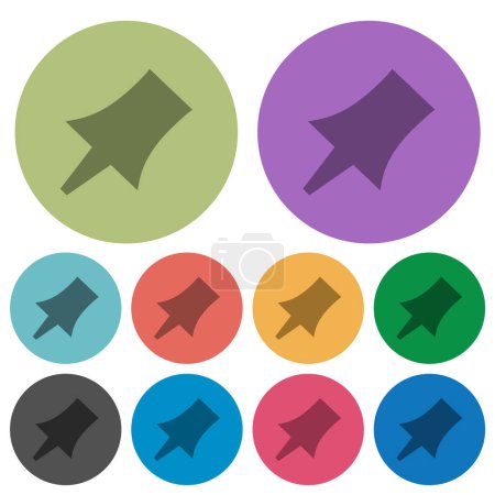 Illustration for Push pin solid darker flat icons on color round background - Royalty Free Image