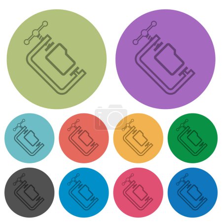 Illustration for Folder compression outline darker flat icons on color round background - Royalty Free Image