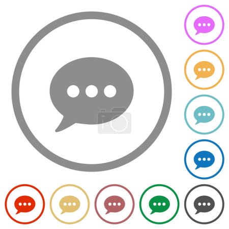Ilustración de Un oval de chat activo burbuja iconos de color plano sólido en contornos redondos sobre fondo blanco - Imagen libre de derechos