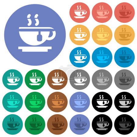 Illustration for Cup of tea multi colored flat icons on round backgrounds. Included white, light and dark icon variations for hover and active status effects, and bonus shades. - Royalty Free Image