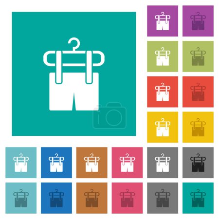 Illustration for Shorts on the clothes dryer multi colored flat icons on plain square backgrounds. Included white and darker icon variations for hover or active effects. - Royalty Free Image