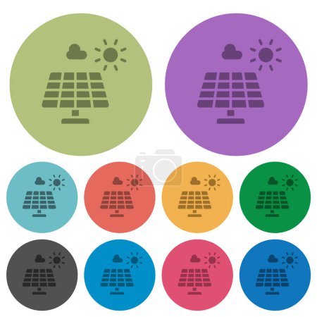 Illustration for Solar energy darker flat icons on color round background - Royalty Free Image
