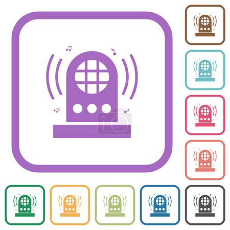 Ilustración de Jukebox iconos simples en color redondeado marcos cuadrados sobre fondo blanco - Imagen libre de derechos
