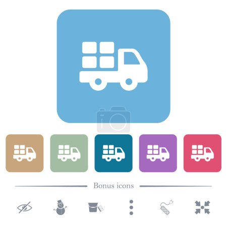 Illustration for Transport outline white flat icons on color rounded square backgrounds. 6 bonus icons included - Royalty Free Image