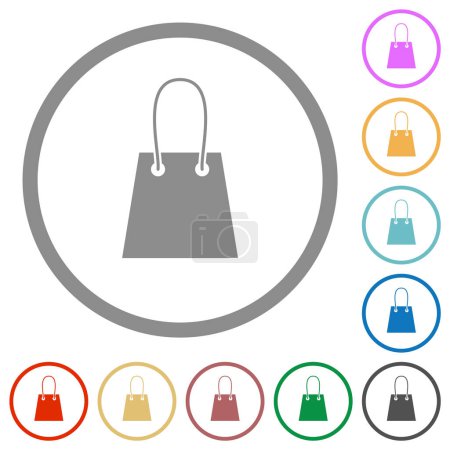 Illustration for Shopping bag flat color icons in round outlines on white background - Royalty Free Image