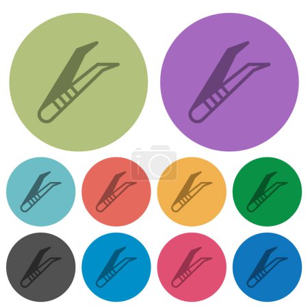 Illustration for Medical tweezers darker flat icons on color round background - Royalty Free Image