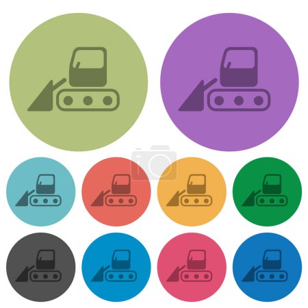 Illustration for Snow shovel tractor darker flat icons on color round background - Royalty Free Image
